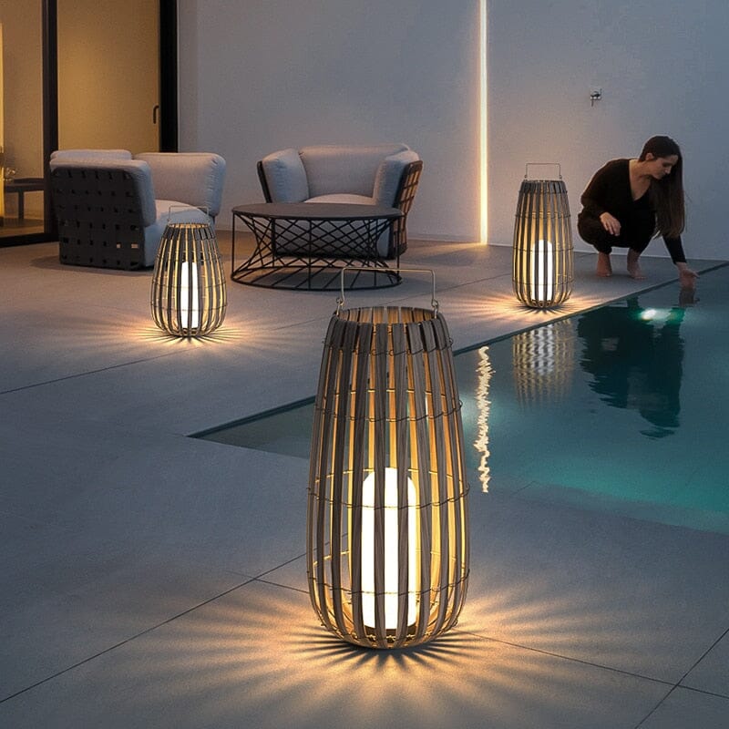 Liora Rattan Solar Lantern for Outdoor Garden Lighting