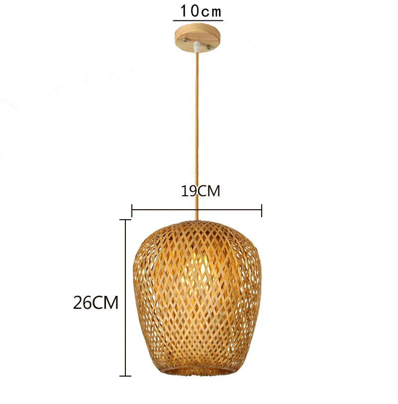 Hand Knitted Bamboo Pendant Lamp – Eco-Friendly Style Hanging Light for Home and Restaurant Decor