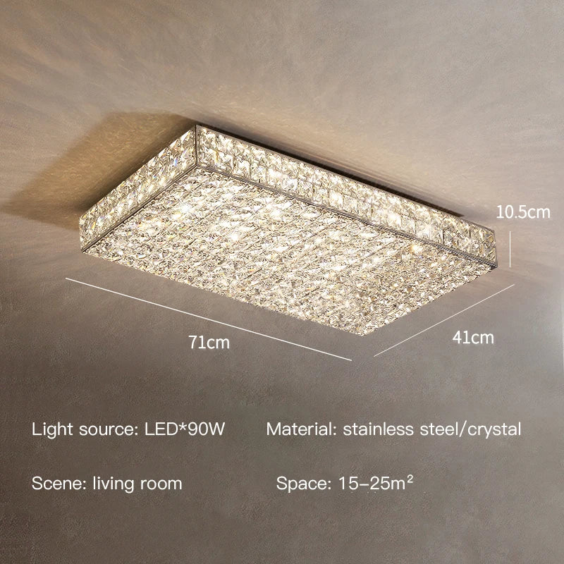 Astraeon Crystal Square Chandelier With Diamond Like Crystals And Stainless Steel Body