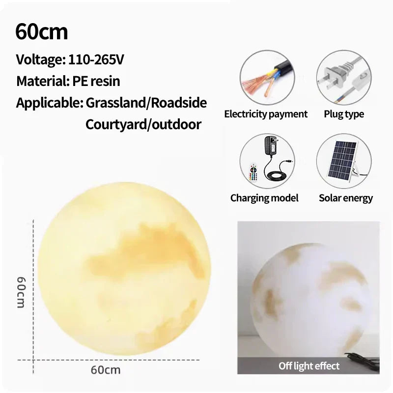 Lunara Nordic Outdoor Solar Moon Light Weatherproof Garden Glow