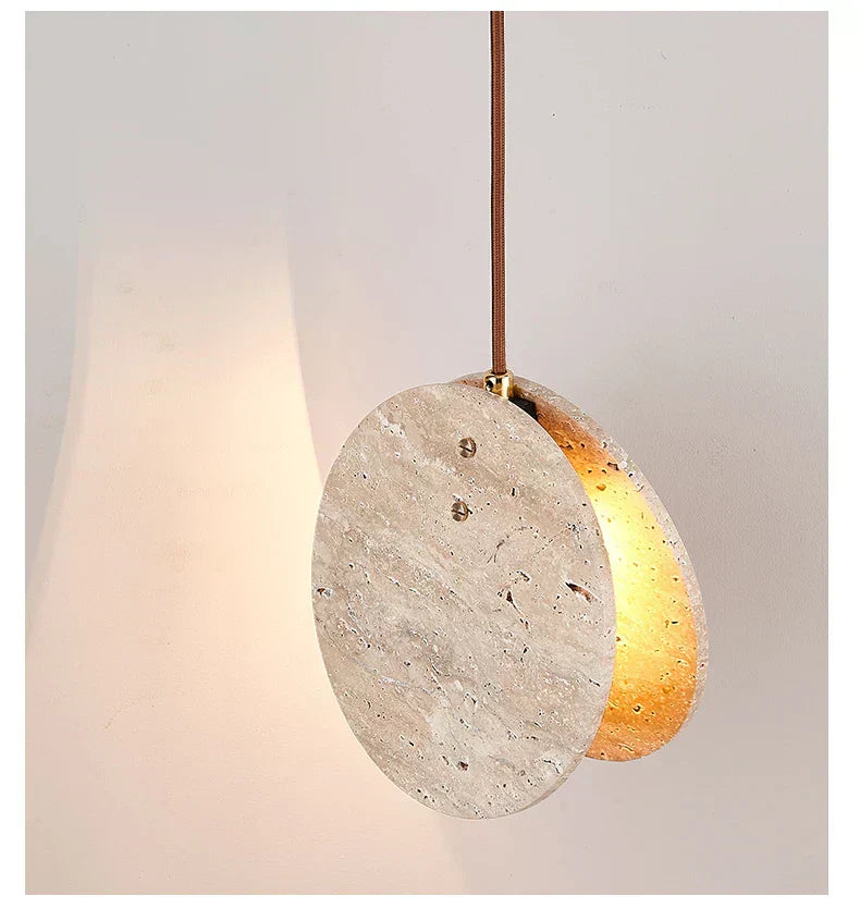 Nova Terra Travertine Pendant Light With Hand Blown Crystal Cylinders