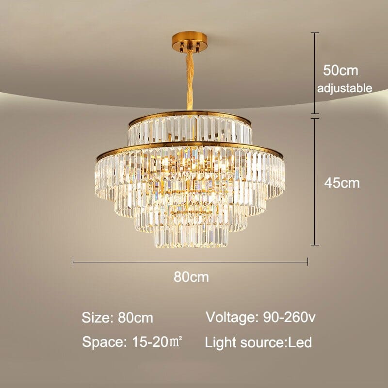 Aurelia Crystal Chandelier With Three-Tier Crystals In Matte Gold Finish