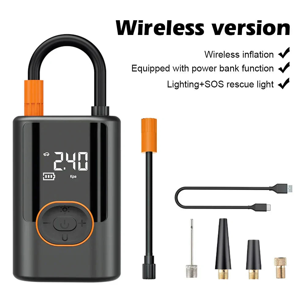 Cordless Tire Inflator with Battery - Portable, Fast & USB Rechargeable Air Pump