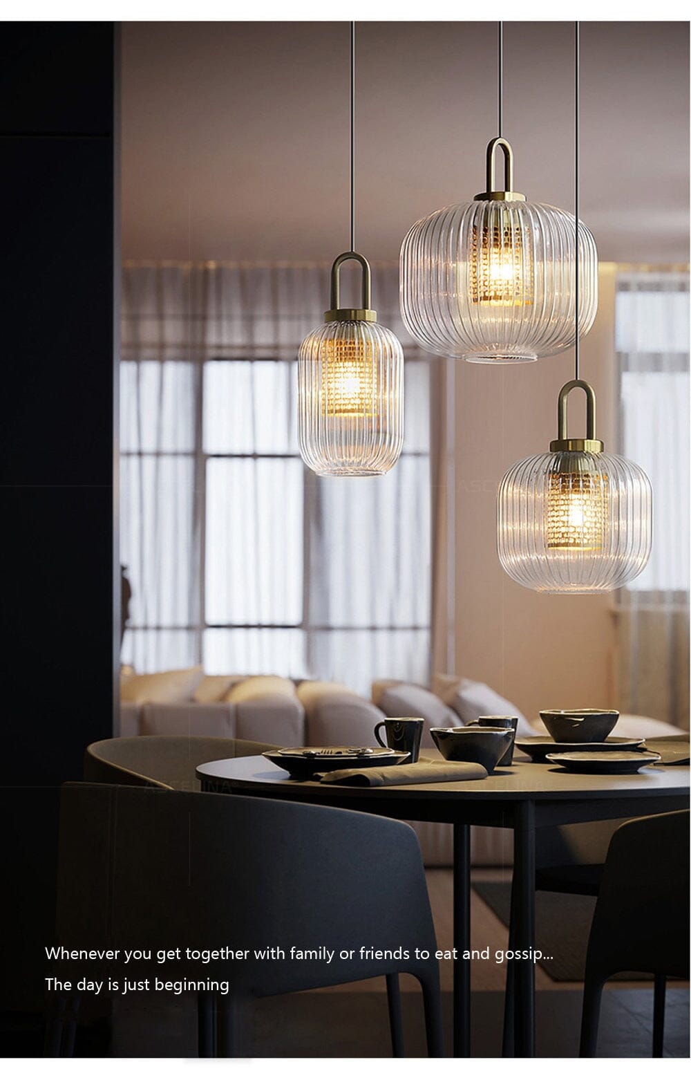 Luma Nordic Glass Pendant with Hand-Blown Finish and LED Warm Glow
