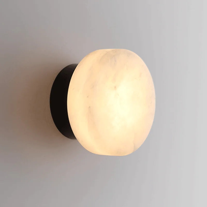 Modern Round LED Wall Lamp in Natural Marble - Elegant Wall Lights Indoor for Living Room and Bedroom Sconces