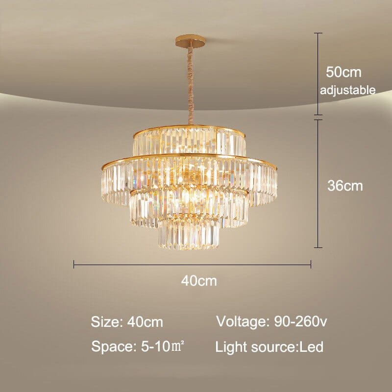 Aurelia Crystal Chandelier With Three-Tier Crystals In Matte Gold Finish