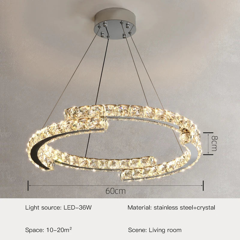 Aurelia Crystal Pendant Light In Stainless Steel With Warm Gold Finish