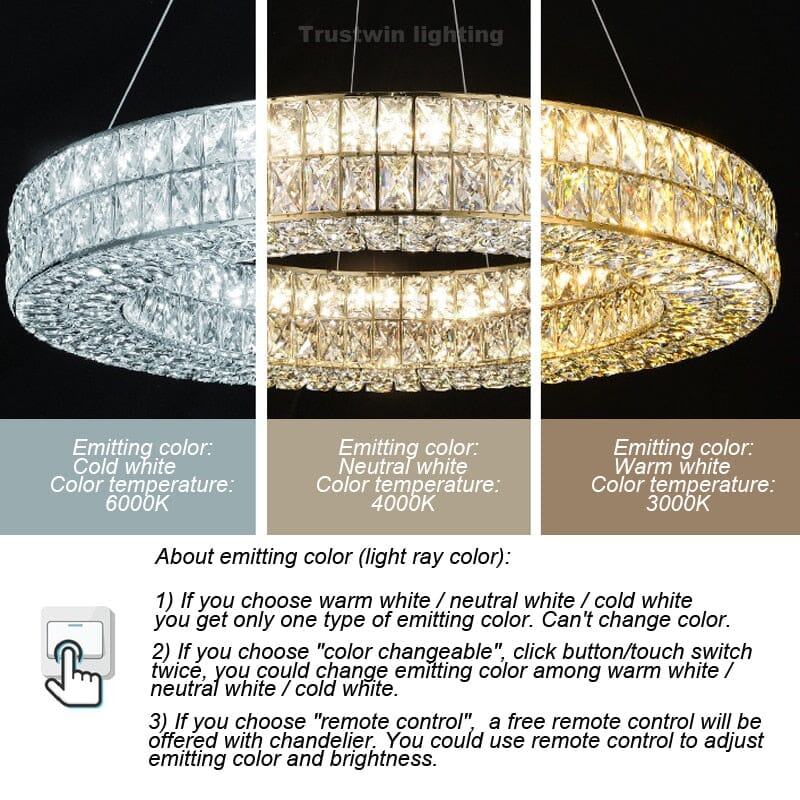 Aurelia Halo Gold Ring Crystal Chandelier Color Changing Glow