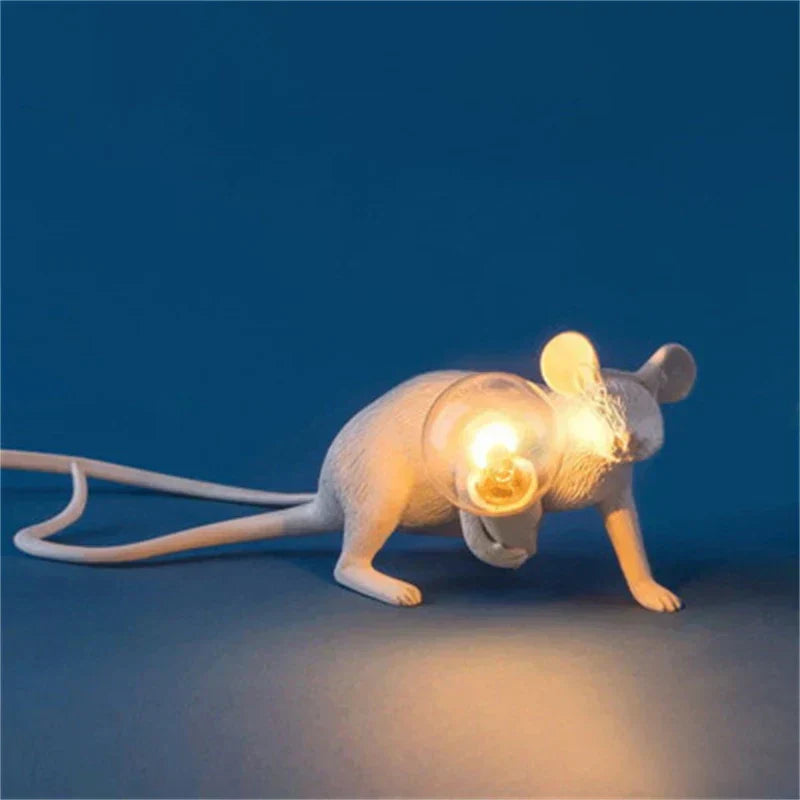 Whimsical Resin Mouse Table Lamps For Kids Rooms Set