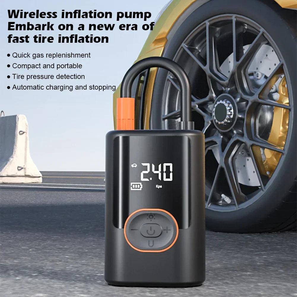 Cordless Tire Inflator with Battery - Portable, Fast & USB Rechargeable Air Pump