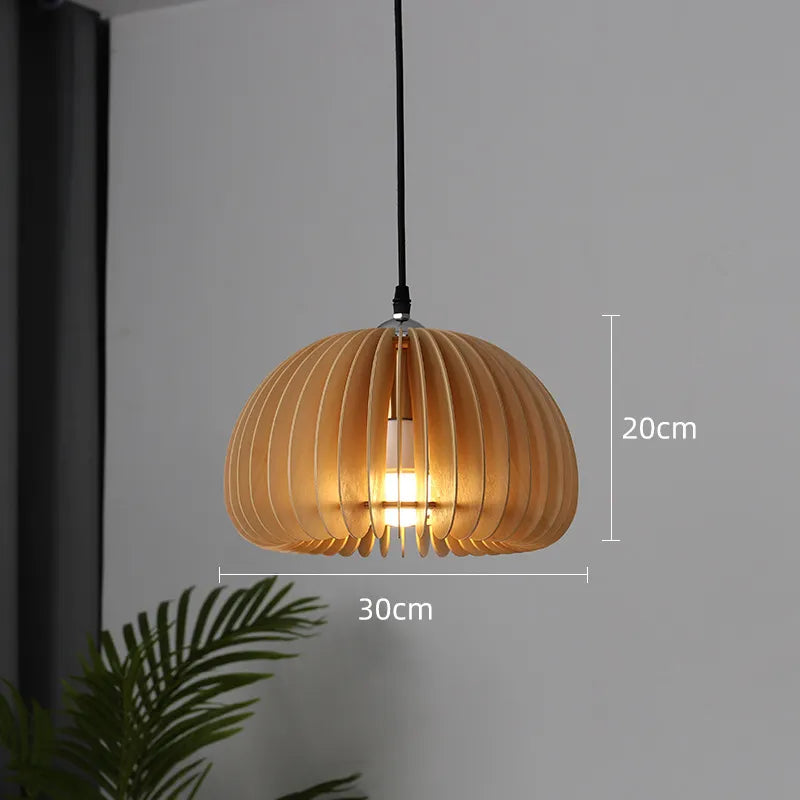 SylvaCraft Autumn Pumpkin Pendant Light in Bamboo with Iron Finish