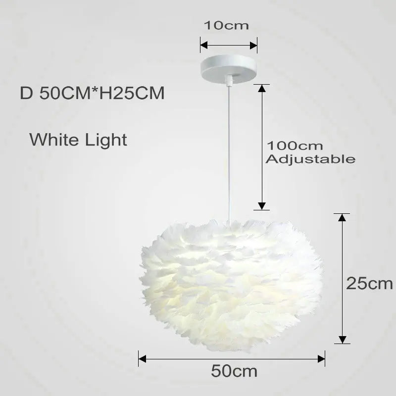 LyraFeather Feather Pendant Light With Soft White LED Glow