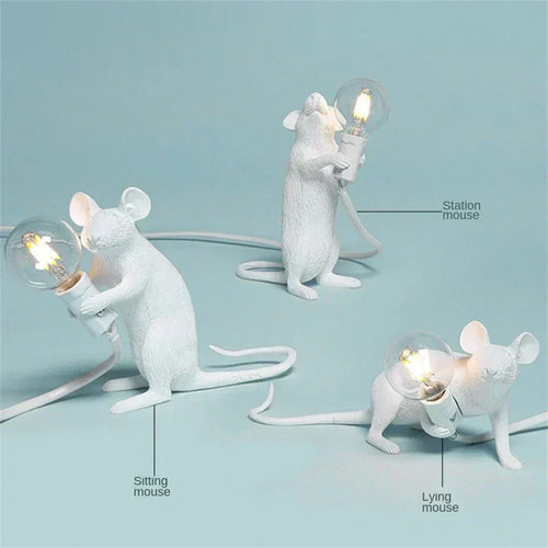 Lampade da tavolo in resina fantasiose a forma di topo per camere dei bambini set