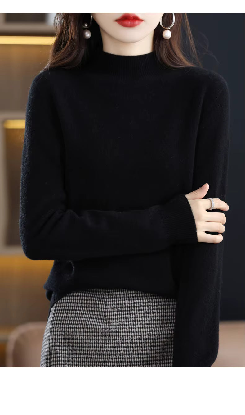 Sarah: Camisola de caxemira 100% pura de lã para mulher para inverno e outono