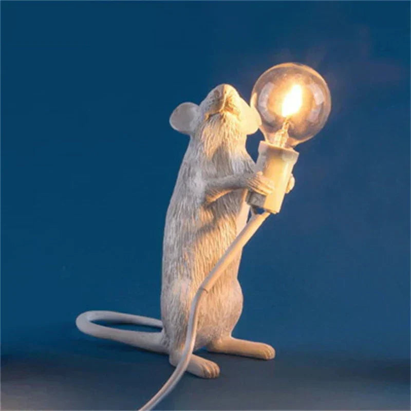 Whimsical Resin Mouse Table Lamps For Kids Rooms Set