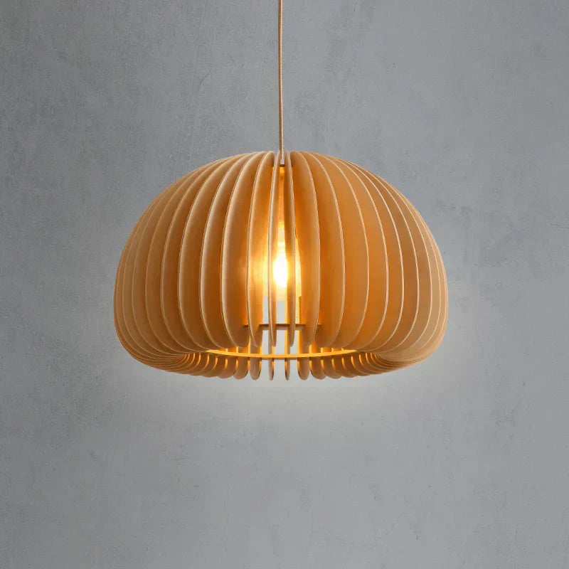 SylvaCraft Autumn Pumpkin Pendant Light in Bamboo with Iron Finish