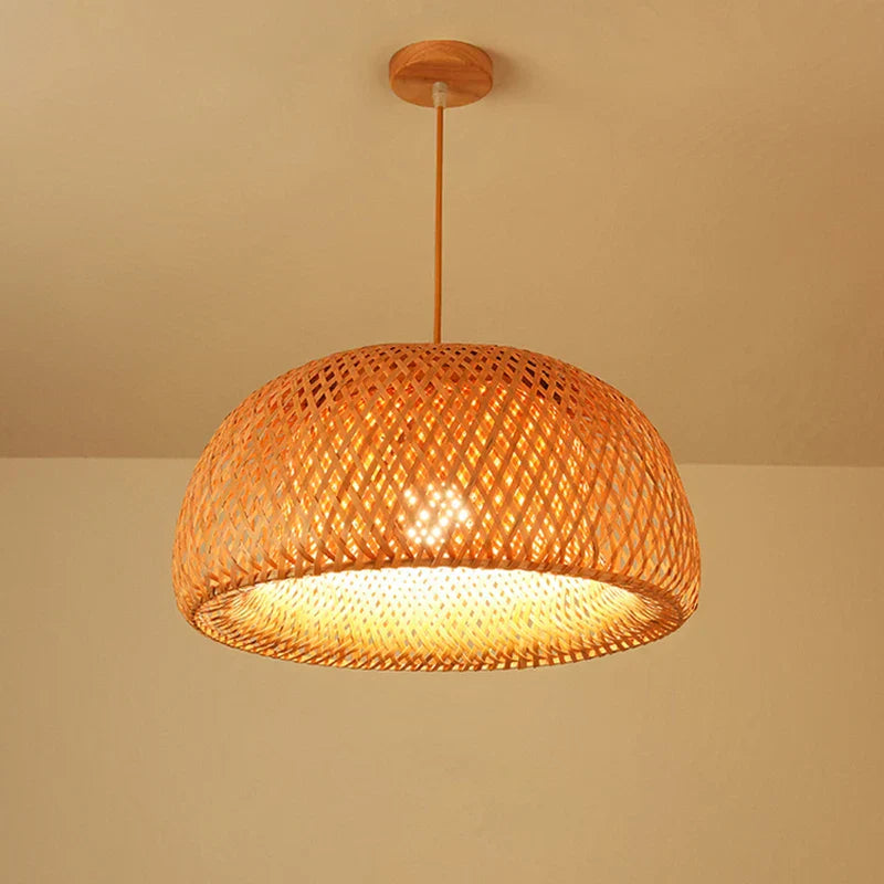 Hand Knitted Bamboo Pendant Lamp – Eco-Friendly Style Hanging Light for Home and Restaurant Decor