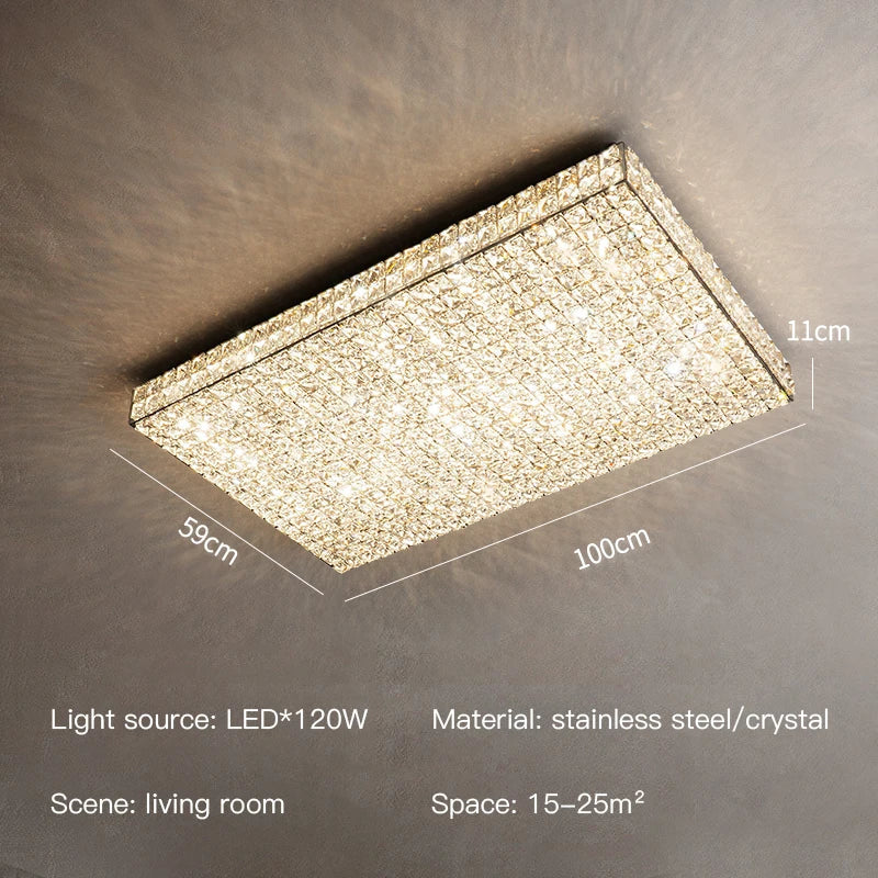 Astraeon Crystal Square Chandelier With Diamond Like Crystals And Stainless Steel Body