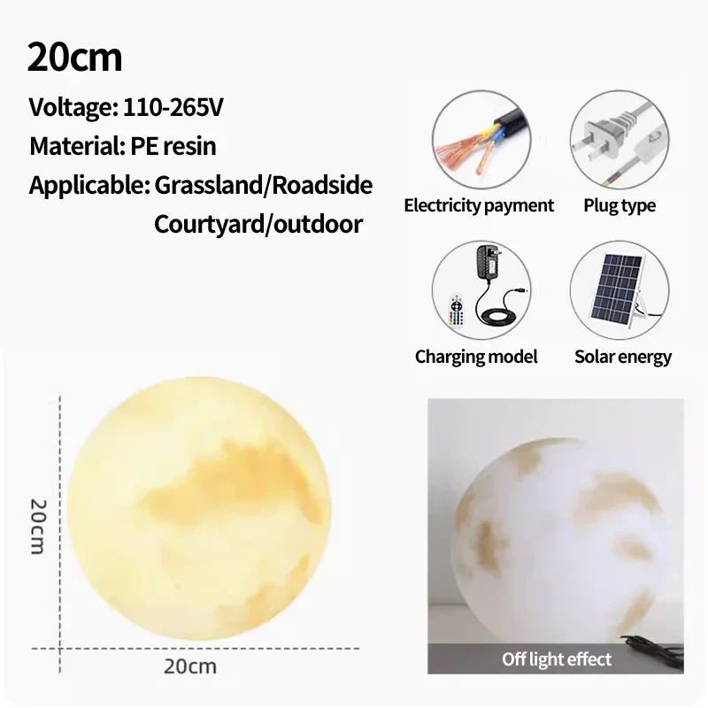 Lunara Nordic Outdoor Solar Moon Light Weatherproof Garden Glow