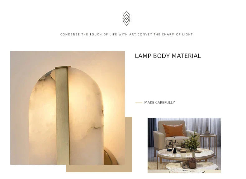 Astrae Alabaster Wall Sconce With Brass Band And Oval Shade