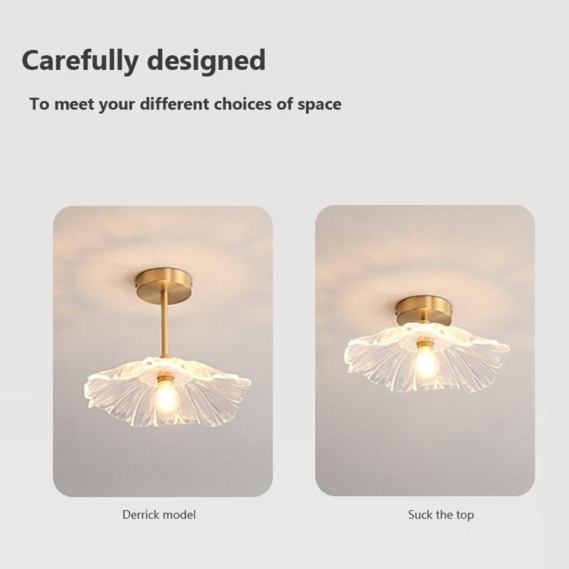 PetalGlass Floral Ceiling Light With Glass Shade Semi Flush Mount