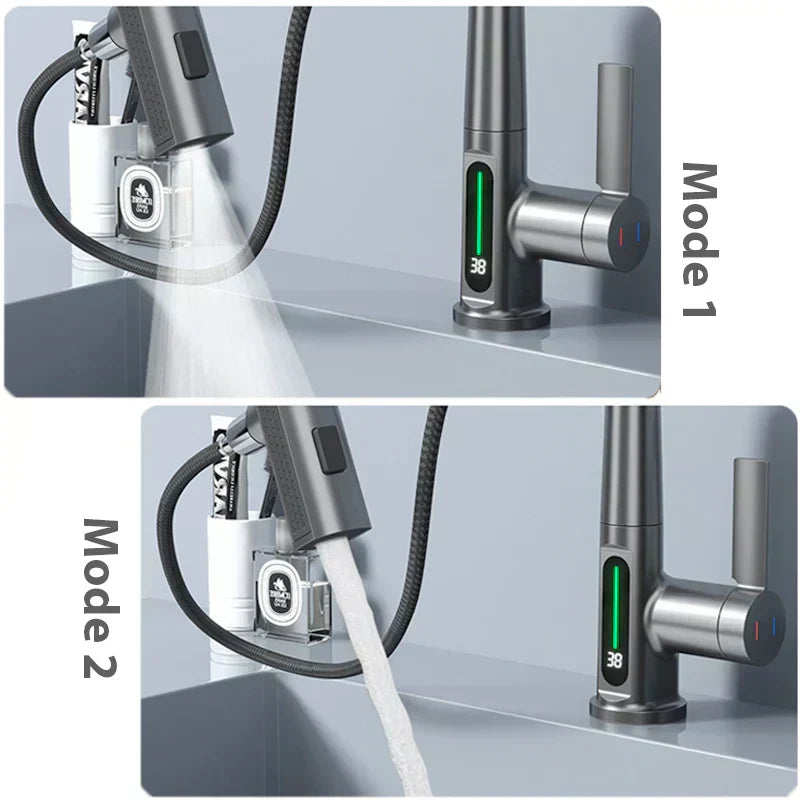 Novara | Waterfall Faucet With Temperature Display