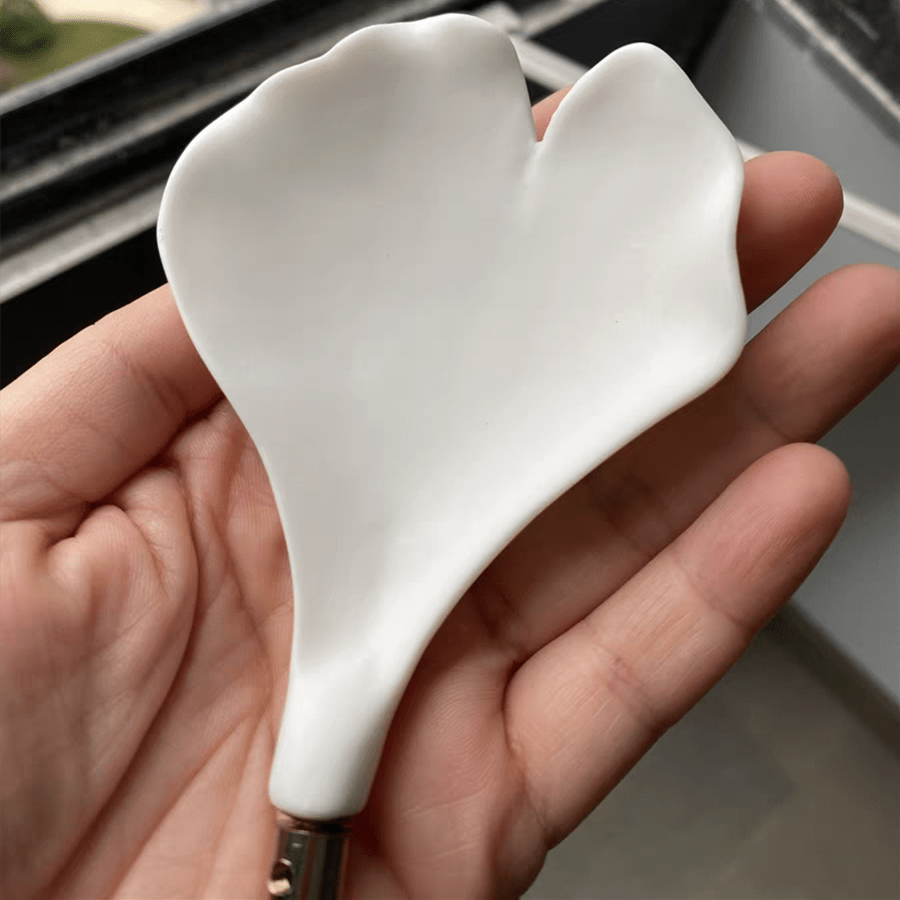 Aurelia Porcelain Leaf Pendant with Adjustable Chain and White Ceramic Shade