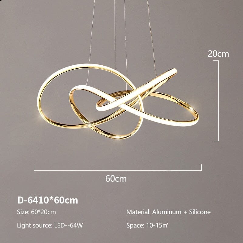 Aurelia Swirl Nordic Chandelier In Warm Gold With Dimmable LED Lighting