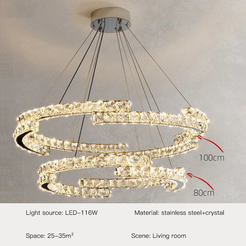 Aurelia Crystal Pendant Light In Stainless Steel With Warm Gold Finish