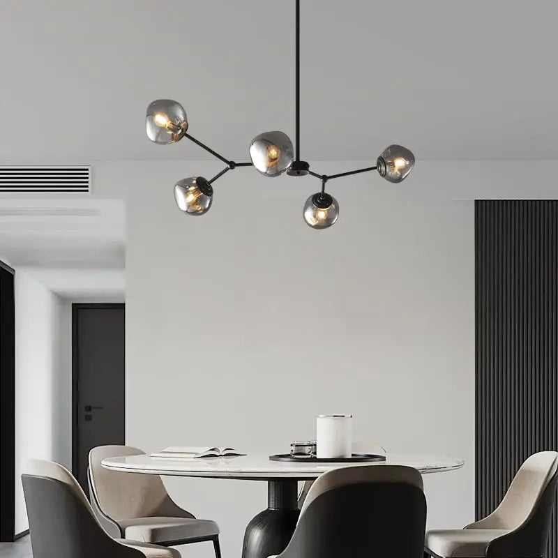 Vellara | Sleek Lava Glass Chandelier