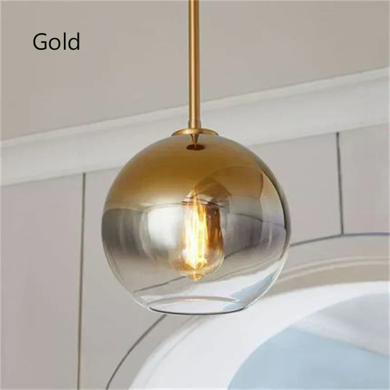 LyraNova Gradient Glass Globe Pendant Light in Brushed Gold