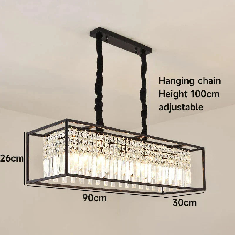Asterra Rectangular Crystal Chandelier With K9 Prisms And Adjustable Chain