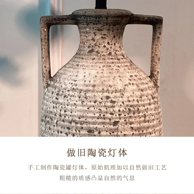 Narae Ceramic Desk Lamp Handmade Japanese Inspired Linen Shade