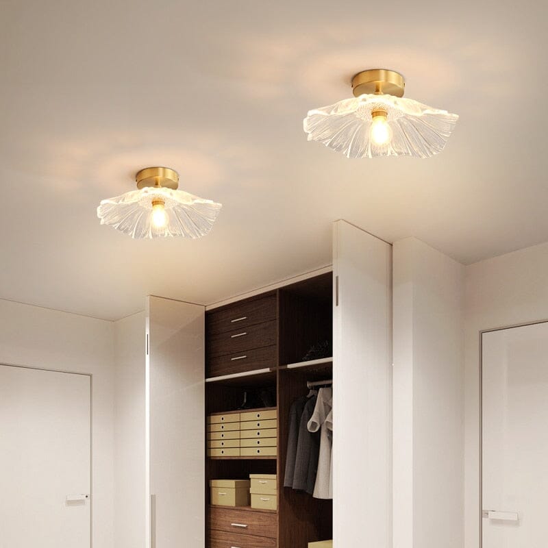 PetalGlass Floral Ceiling Light With Glass Shade Semi Flush Mount