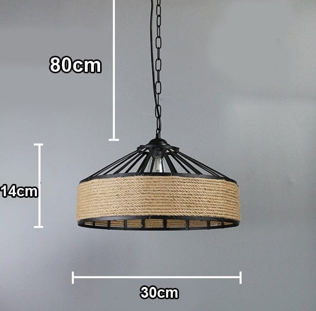 Lyra Hemp Rope Pendant Light With Retro Bar Lampshade