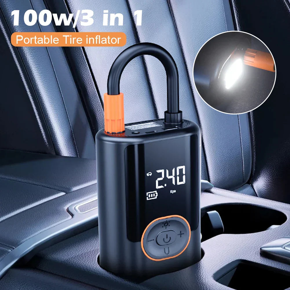 Cordless Tire Inflator with Battery - Portable, Fast & USB Rechargeable Air Pump