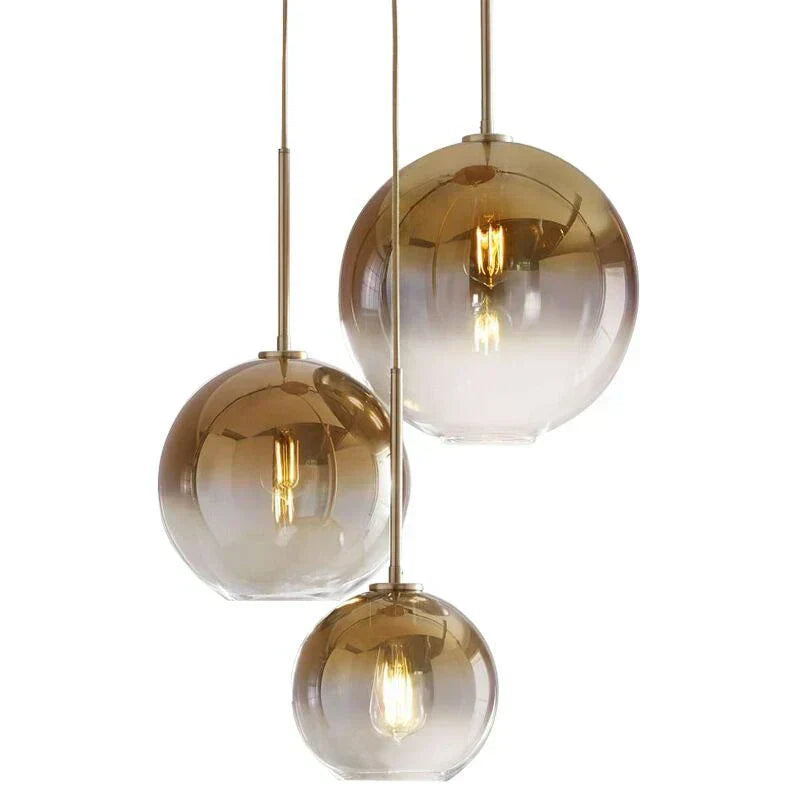 LyraNova Gradient Glass Globe Pendant Light in Brushed Gold