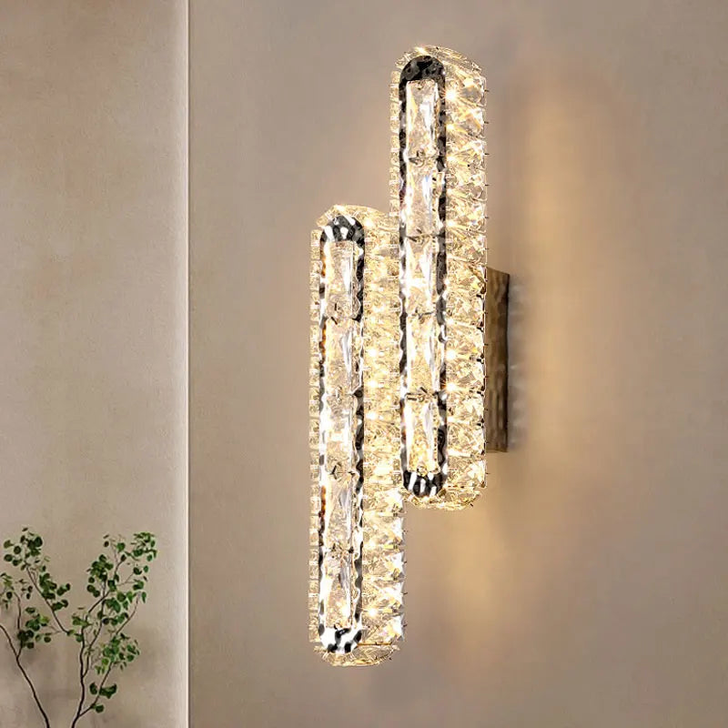 Aurelia Crystal Chrome LED Wall Lamp With K9 Crystal