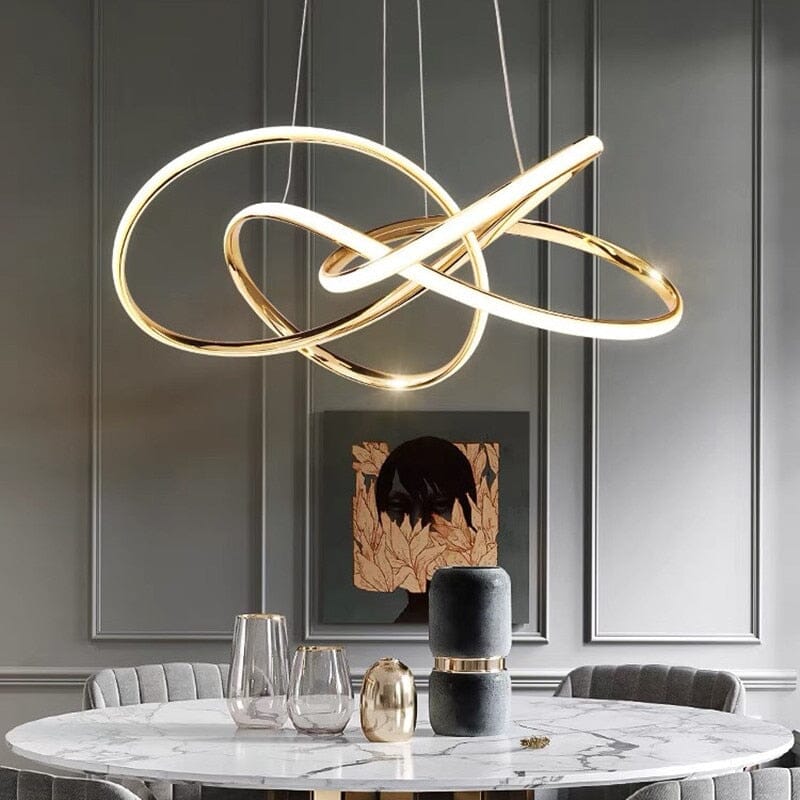 Aurelia Swirl Nordic Chandelier In Warm Gold With Dimmable LED Lighting