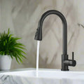ヴェラロ スリムブラック キッチン蛇口 プルアウトスプレーヤー