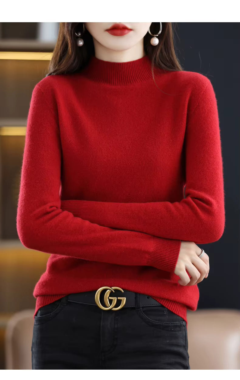 Sarah: Camisola de caxemira 100% pura de lã para mulher para inverno e outono