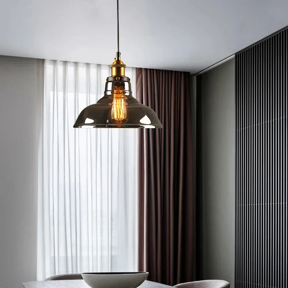 Industrial Glass Pendant Light – Retro Hanging Fixture for Home & Bar