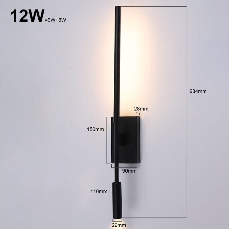 Solara Modern LED Wall Sconce With Matte Black Aluminum Finish