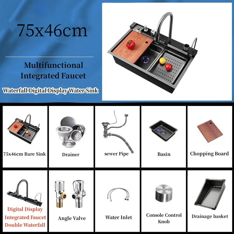 Marinova | Stainless Steel Waterfall Digital Kitchen Faucet