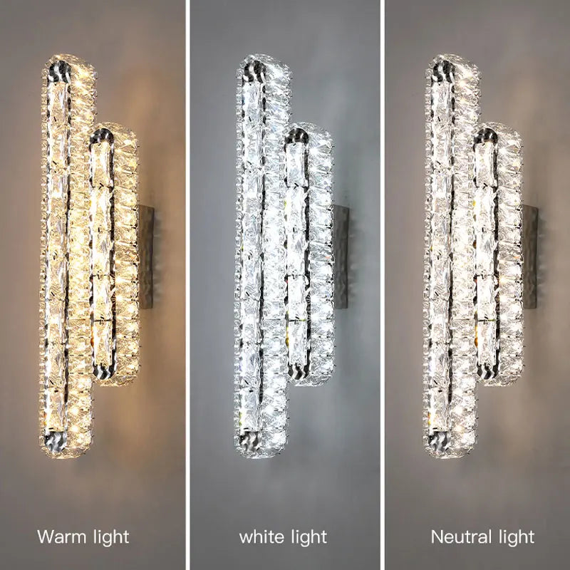 Aurelia Crystal Chrome LED Wall Lamp With K9 Crystal