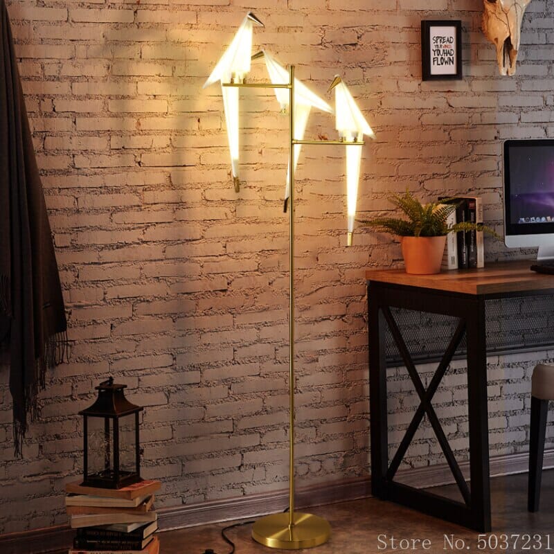 LyraBird Floor Lamp With Scandinavian Acrylic Bird Shade