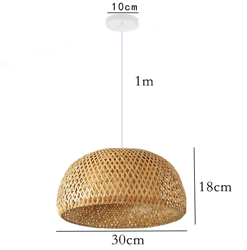 Hand Knitted Bamboo Pendant Lamp – Eco-Friendly Style Hanging Light for Home and Restaurant Decor