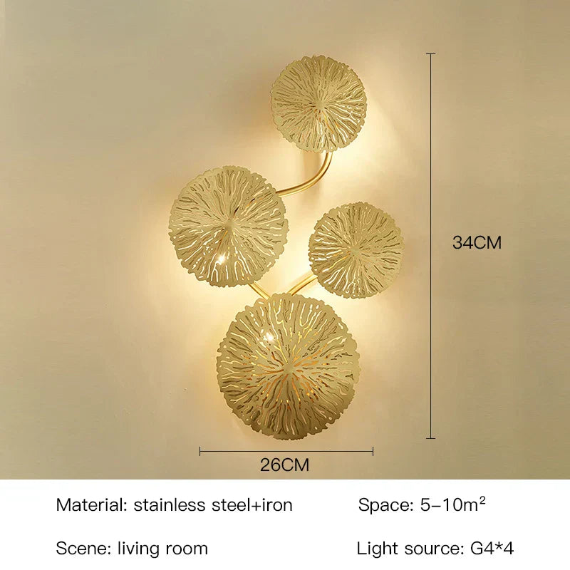 NovaLeaf Wall Light Lotus Inspired Perforated Modern Glow by Ardentis