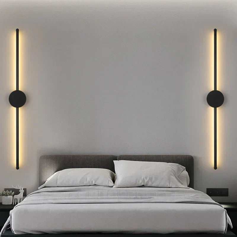 Modern I-Shaped LED Wall Light – Adjustable Three-Tone Wall Lamp for Bedroom and Living Room, Black Aviation Aluminum Sconce