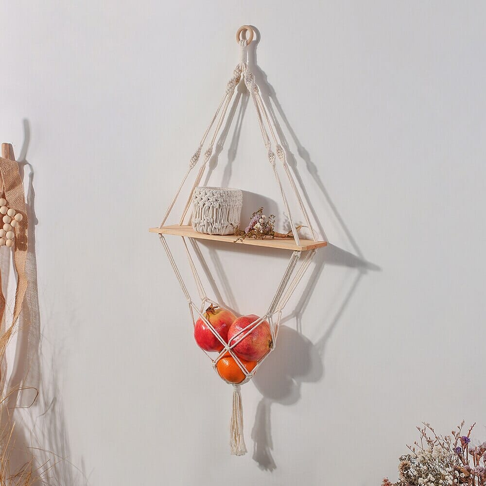 アローラ マクラメ 壁掛けシェルフ